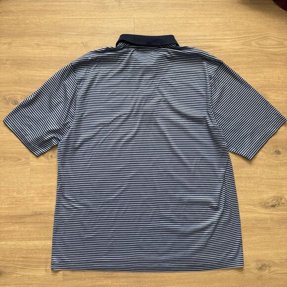 Amen Corner The Masters Golf Polo Shirt XL Navy Stripe Mercerized Cotton Logo - Picture 2 of 8